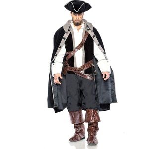 Seeing Red Pirate Captain Costume, Includes Shirt, Cape, cosplay Halloween